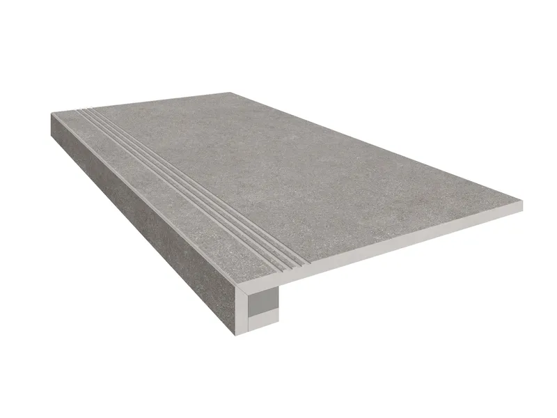 Ступень Estima Luna grey, LN02 33x120, неполированная, бортик с насечками + подступенок 14,5x120