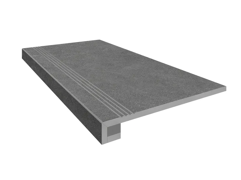 Ступень Estima Luna anthracite, LN03 33x120, неполированная, бортик с насечками + подступенок 14,5x120
