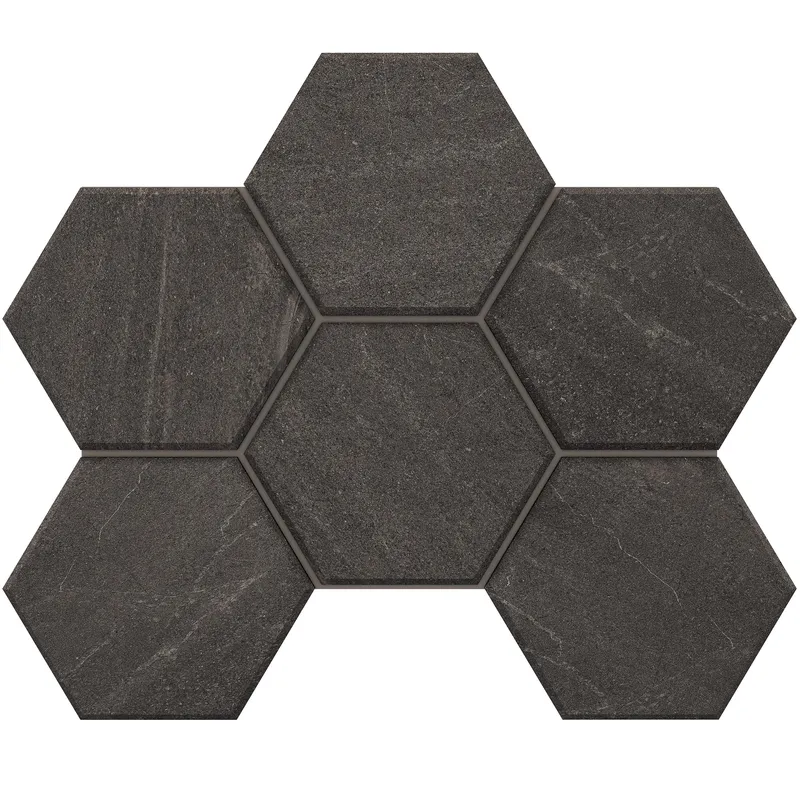 Мозаика Estima Gabbro anthracite, GB03 Hexagon 25x28.5, неполированная