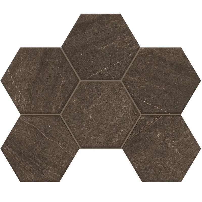 Мозаика Estima Gabbro brown, GB04 Hexagon 25x28.5, неполированная