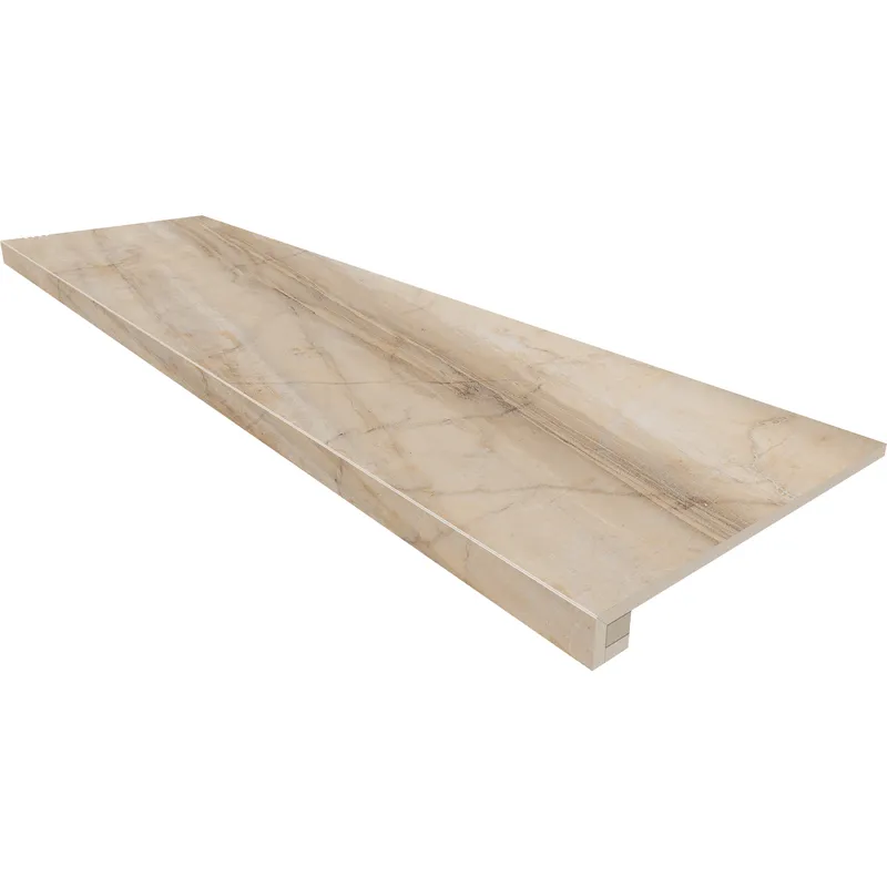 Ступень Estima Bernini pearl, BR01 33x120, неполированная, бортик без насечек + подступенок 14,5x120