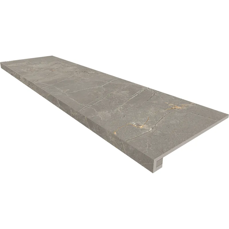 Ступень Estima Bernini grey, BR03 33x120, неполированная, бортик без насечек + подступенок 14,5x120