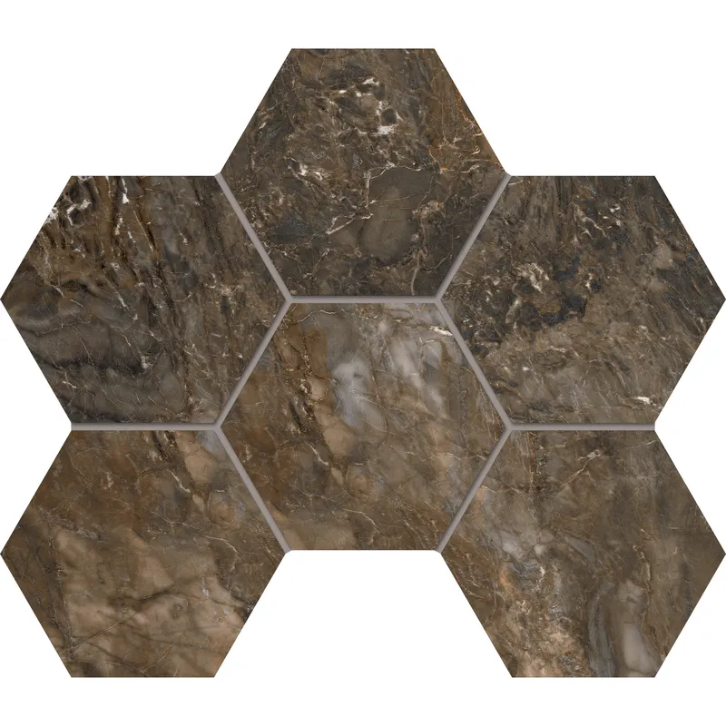 Мозаика Estima Bernini dark brown, BR04 Hexagon 25x28.5, неполированная