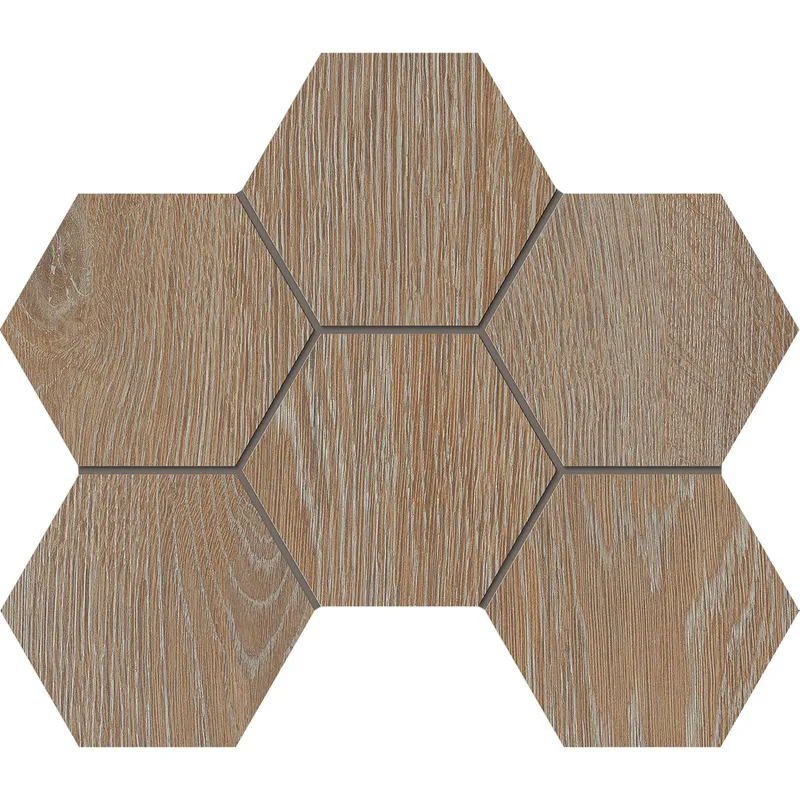 Мозаика Estima Kraft Wood rusty beige, KW01 Hexagon 25x28.5, структурированная