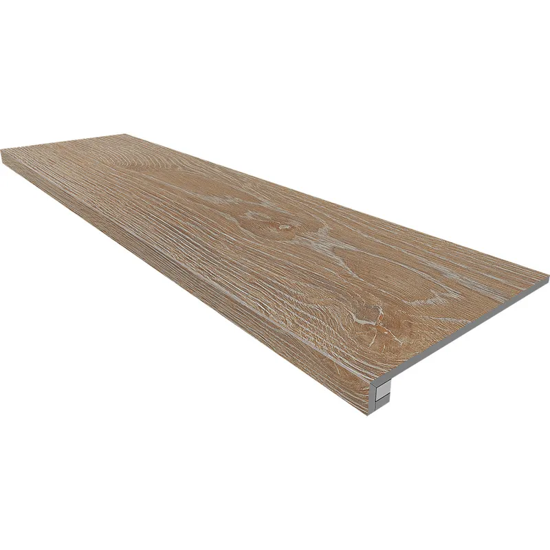 Ступень Estima Kraft Wood rusty beige, KW01 33x120, структурированная, бортик без насечек + подступенок 14,5x120