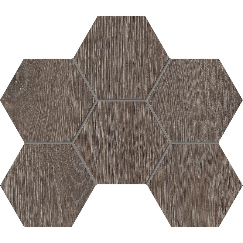 Мозаика Estima Kraft Wood wenge, KW03 Hexagon 25x28.5, структурированная