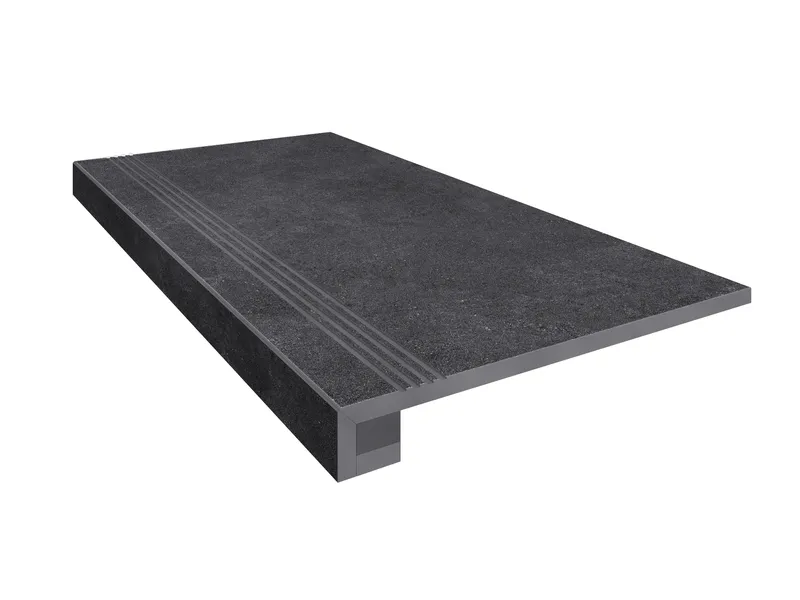 Ступень Estima Nolana black, NL04 33x120 неполированная, бортик без насечек + подступенок 14,5x120