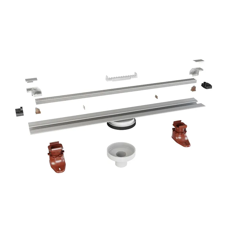 Душевой трап Evimetal SlimLine 80 см — вид под углом на устройство с сиденьями