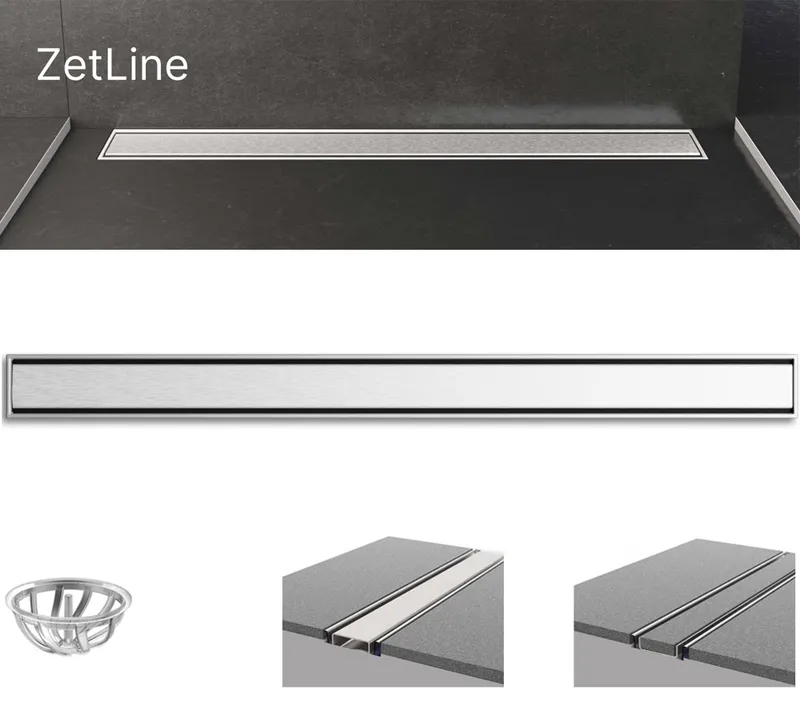 Душевой трап Evimetal ZetLine 60 см, черный — схема монтажа с размерами