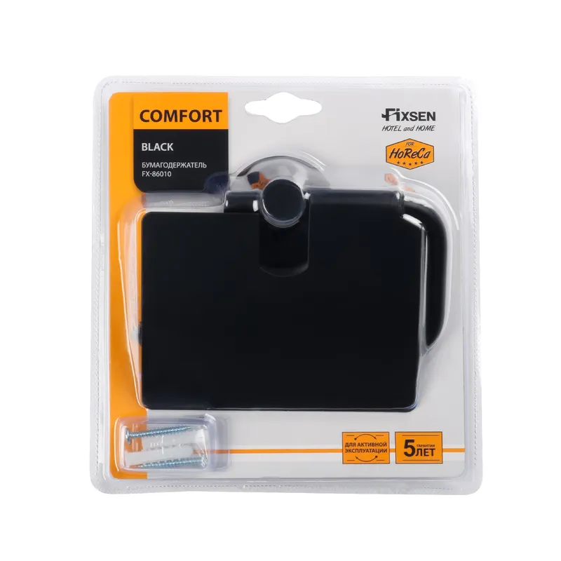 Держатель туалетной бумаги Fixsen Comfort black — вид под углом