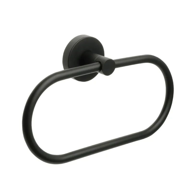 Держатель для полотенца Fixsen Comfort black кольцо — вид под углом