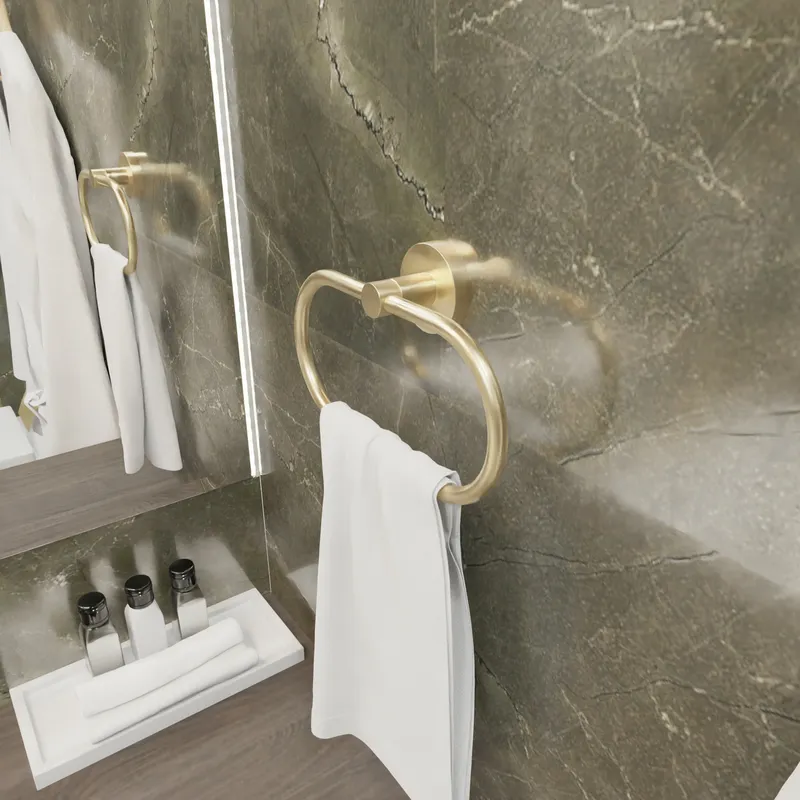 Держатель для полотенца Fixsen Comfort gold кольцо — вид под углом