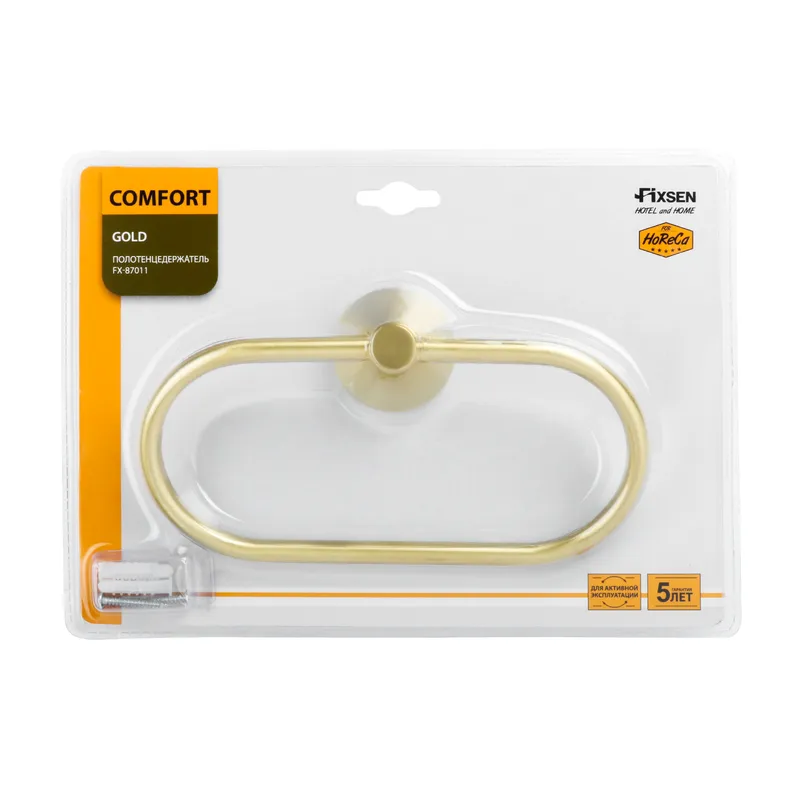 Держатель для полотенца Fixsen Comfort gold кольцо — вид под углом