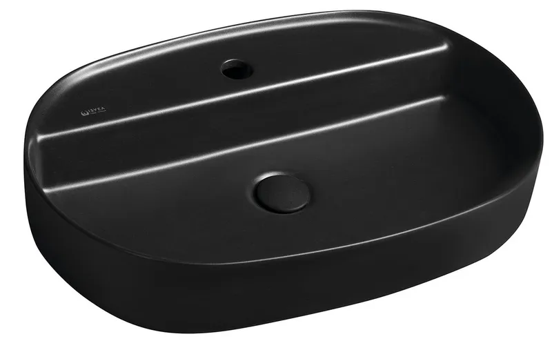 Раковина накладная Isvea Infinity 60 см, черный — вид спереди на чашу с краном