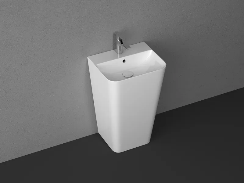 Раковина напольная Isvea Sott'Aqua Monoblock 50 см, белый матовый — вид под углом