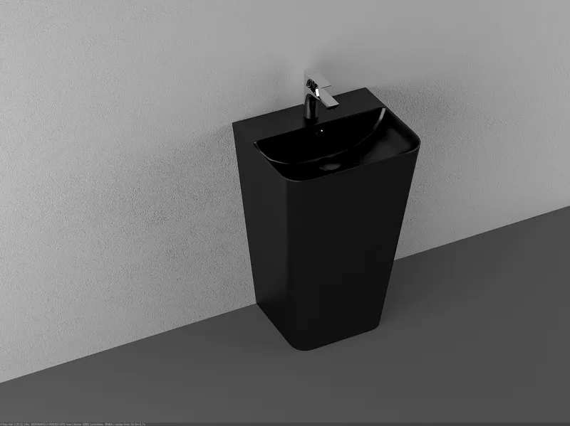 Раковина напольная Isvea Sott'Aqua Monoblock 50 см, черный — вид под углом