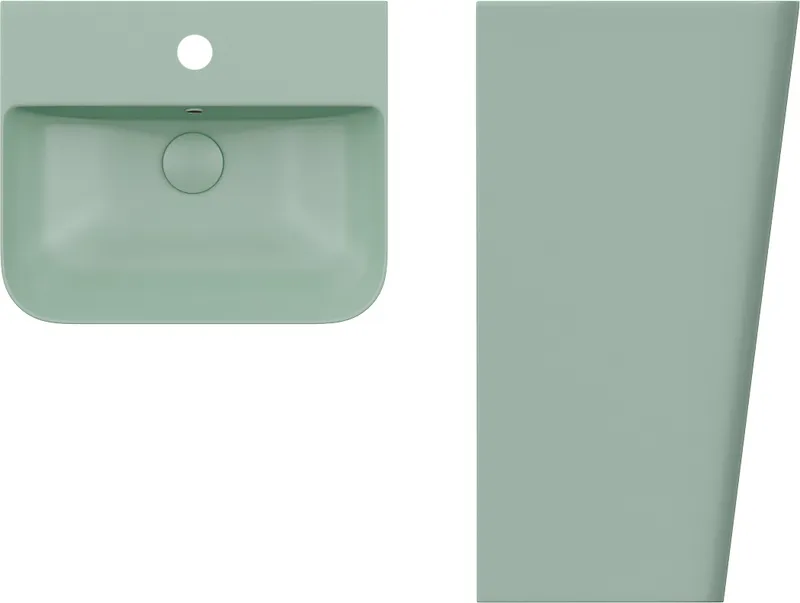 Раковина напольная Isvea Sott'Aqua Monoblock 50 см, мятно-зеленый — вид под углом