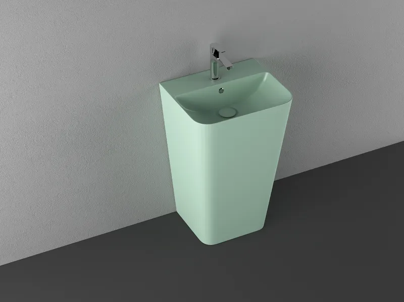 Раковина напольная Isvea Sott'Aqua Monoblock 50 см, мятно-зеленый — вид под углом
