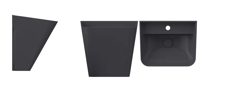 Раковина подвесная Isvea Sott'Aqua Monoblock 50 см, антрацит — вид спереди под углом