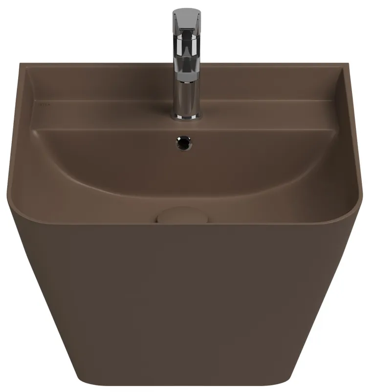 Раковина подвесная Isvea Sott'Aqua Monoblock 50 см, коричневый — вид спереди на чашу с краном
