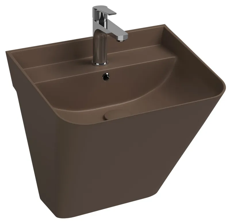 Раковина подвесная Isvea Sott'Aqua Monoblock 50 см, коричневый — вид спереди на чашу с краном