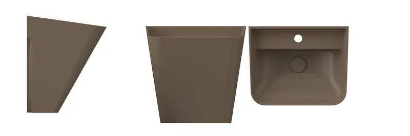 Раковина подвесная Isvea Sott'Aqua Monoblock 50 см, коричневый — вид спереди на чашу с краном