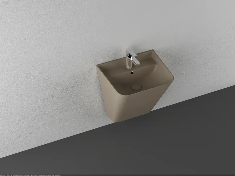 Раковина подвесная Isvea Sott'Aqua Monoblock 50 см, коричневый — вид спереди на чашу с краном