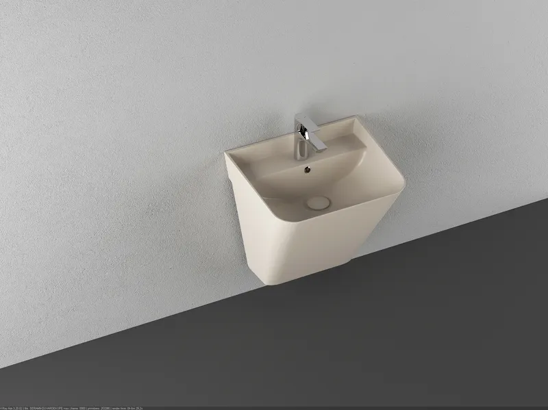 Раковина подвесная Isvea Sott'Aqua Monoblock 50 см, слоновая кость — вид спереди на сантехнику