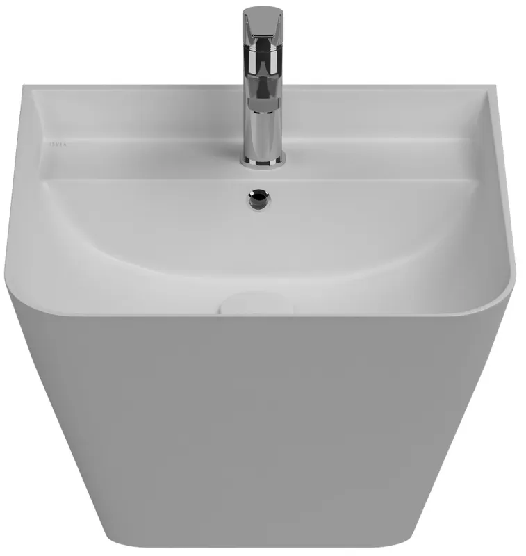 Раковина подвесная Isvea Sott'Aqua Monoblock 50 см, белый матовый — вид спереди на чашу с краном