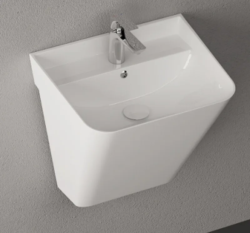 Раковина подвесная Isvea Sott'Aqua Monoblock 50 см, белый матовый — вид спереди на чашу с краном