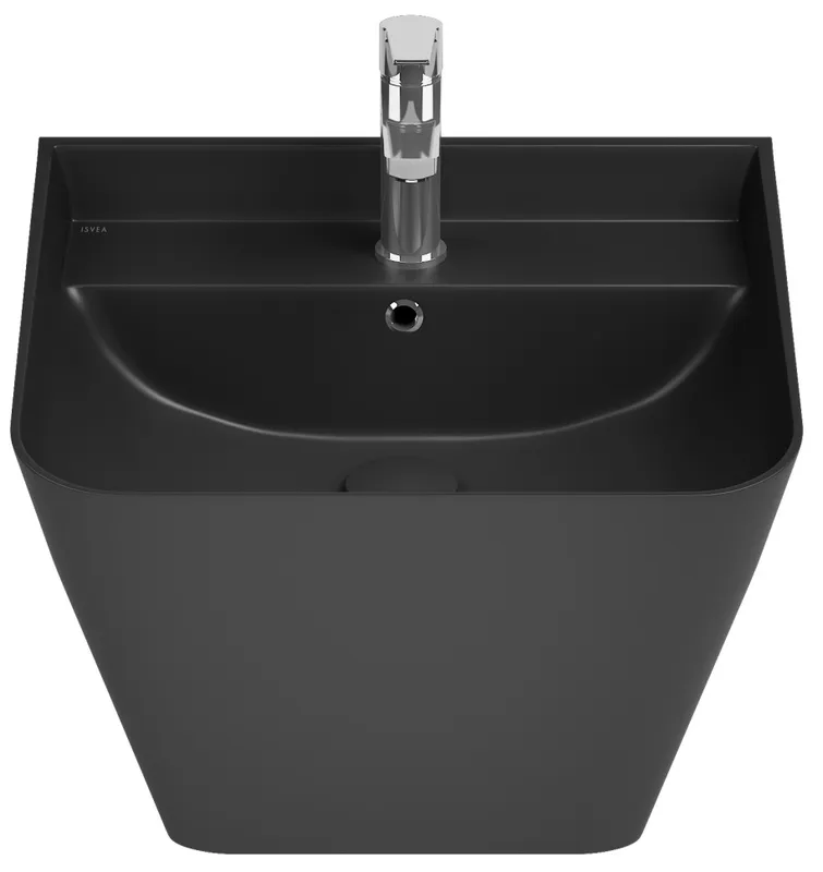 Раковина подвесная Isvea Sott'Aqua Monoblock 50 см, черный — вид спереди на смеситель и чашу