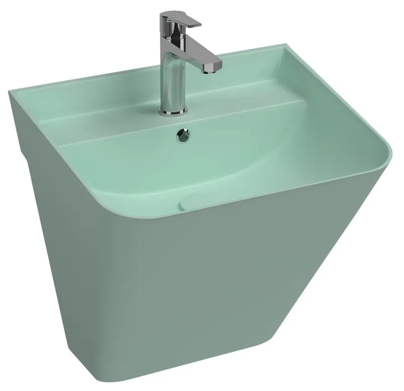 Раковина подвесная Isvea Sott'Aqua Monoblock 50 см, мятно-зеленый — вид спереди на чашу с краном