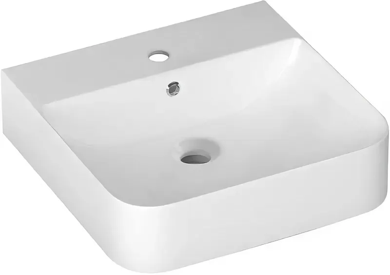 Раковина накладная Isvea Sott'Aqua 50 см, белый — вид под углом с краном