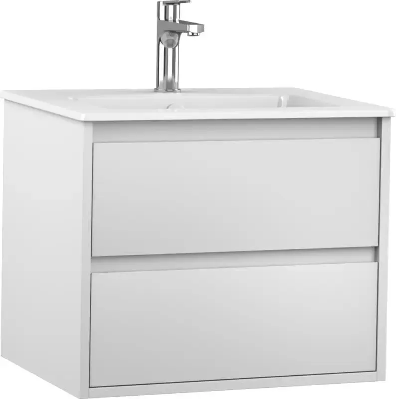 Тумба подвесная с раковиной Isvea Pro 60, 21MGS001060I, белый лак, с двумя ящиками — вид под углом