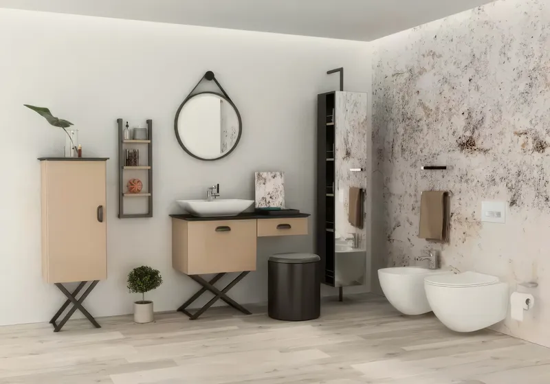 Зеркало подвесное на кожаном ремне ISVEA Marino 55, 21SQ4004055I, черный лак — круглый предмет на ремне