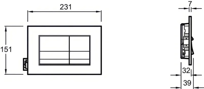 Кнопка смыва Jacob Delafon E20858-00 для унитаза — двойная панель крупным планом