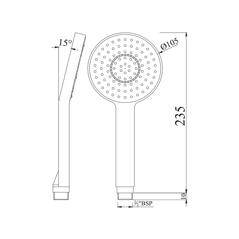 Ручной душ Jaquar Rain Shower с эффектом аэрации, d 10.5 см, хром — лейка отдельно вид спереди
