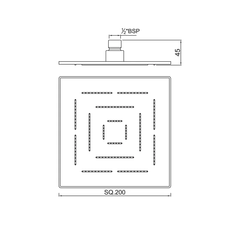 Верхний душ Jaquar Maze, 20x20 см, хром — лейка крупным планом