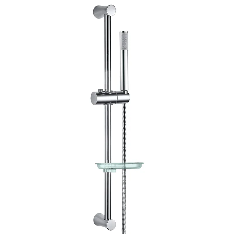 Душевой гарнитур Jaquar Shower SHA-CHR-1110FHS со штангой, лейка + мыльница, хром — вертикальная компоновка на белом фоне