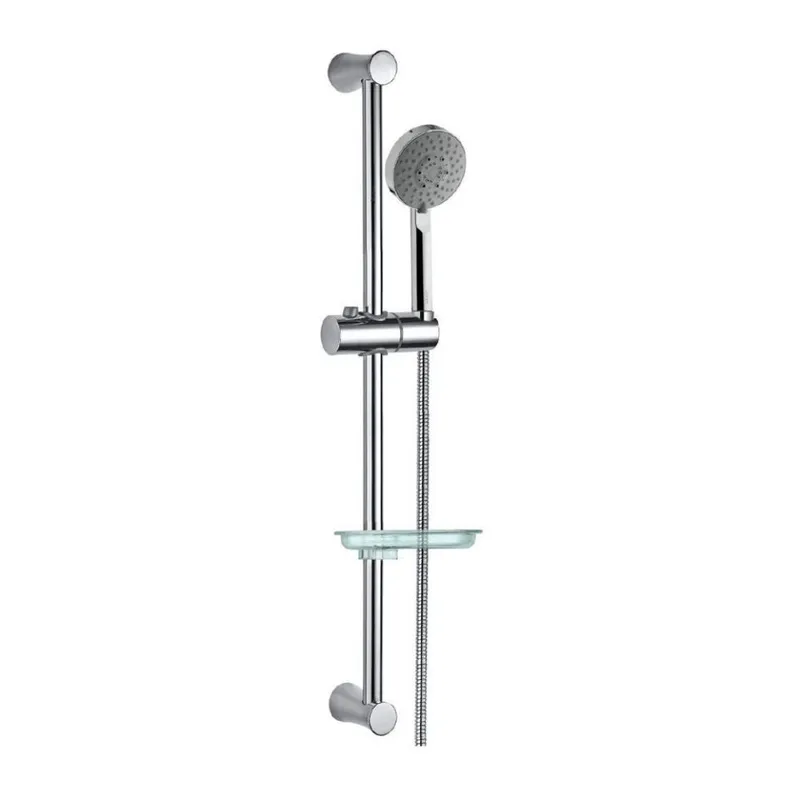 Душевый гарнитур Jaquar Shower SHA-CHR-1150EF со штангой, с лейкой+мыльница, хром — вертикальная компоновка на белом фоне
