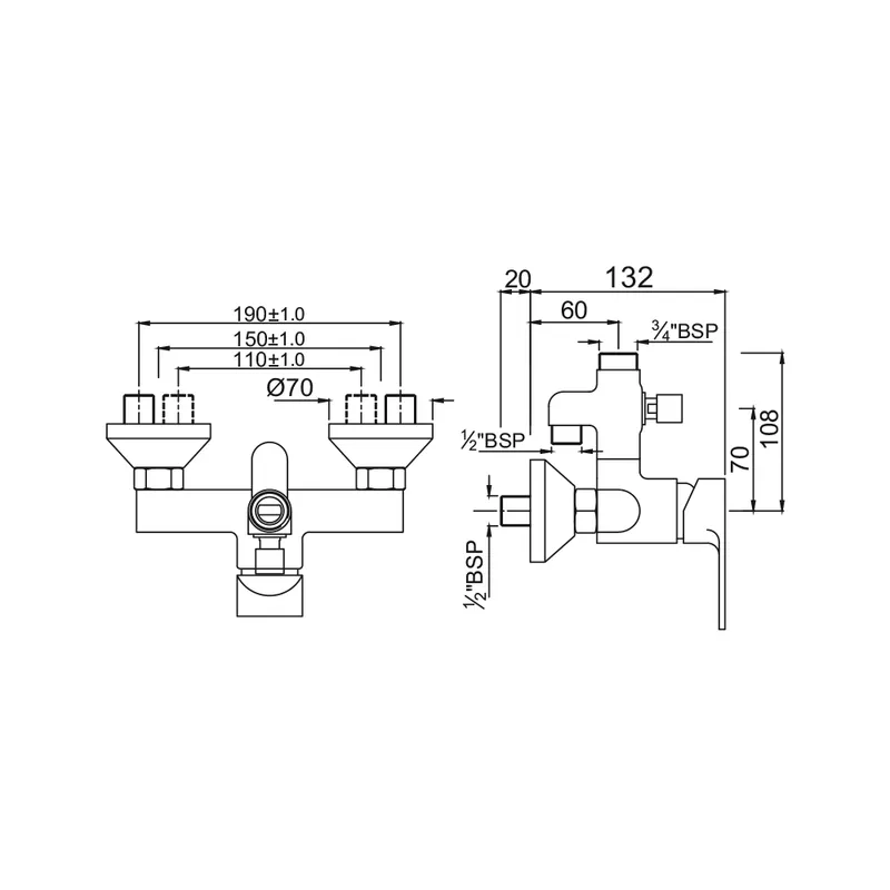 Смеситель для ванны и душа Jaquar Vignette Prime VGP-CHR-81145 — вид под углом