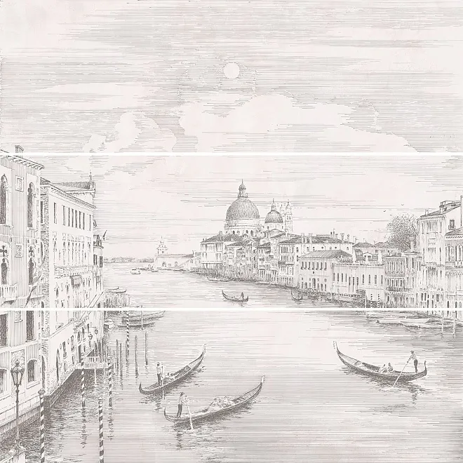 Панно Город на воде Venice матовый (из 3 ч. разм. 25x75) обрезной 75x75