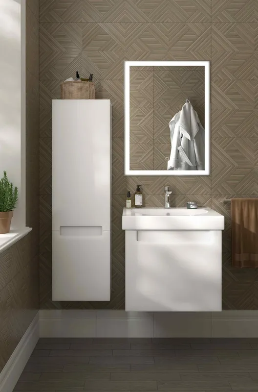 Тумба KERAMA MARAZZI Buongiorno Plus подвесная, с ящиками 60, белая глянцевая/дуб кантри