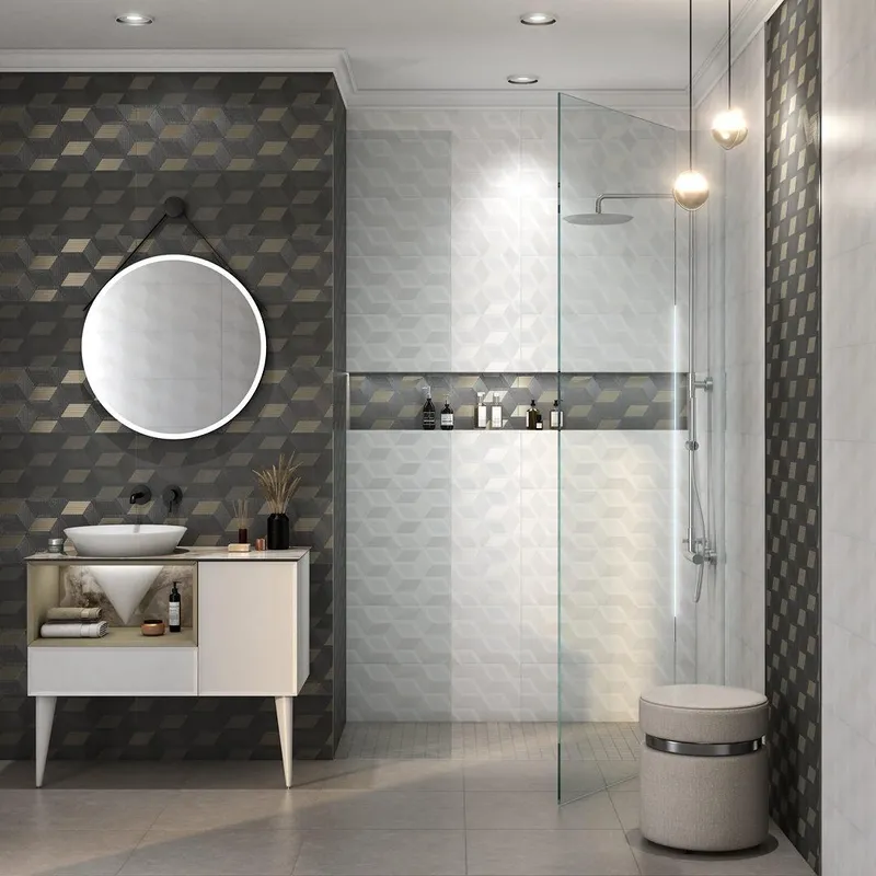 Тумба KERAMA MARAZZI Cubo подвесная, с открытой полкой и ящиками 97, белая матовая-лимо