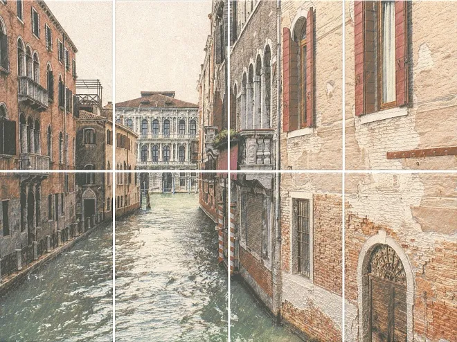 Панно Золотой пляж Venezia матовый (из 8 ч. разм. 20x30) 80x60
