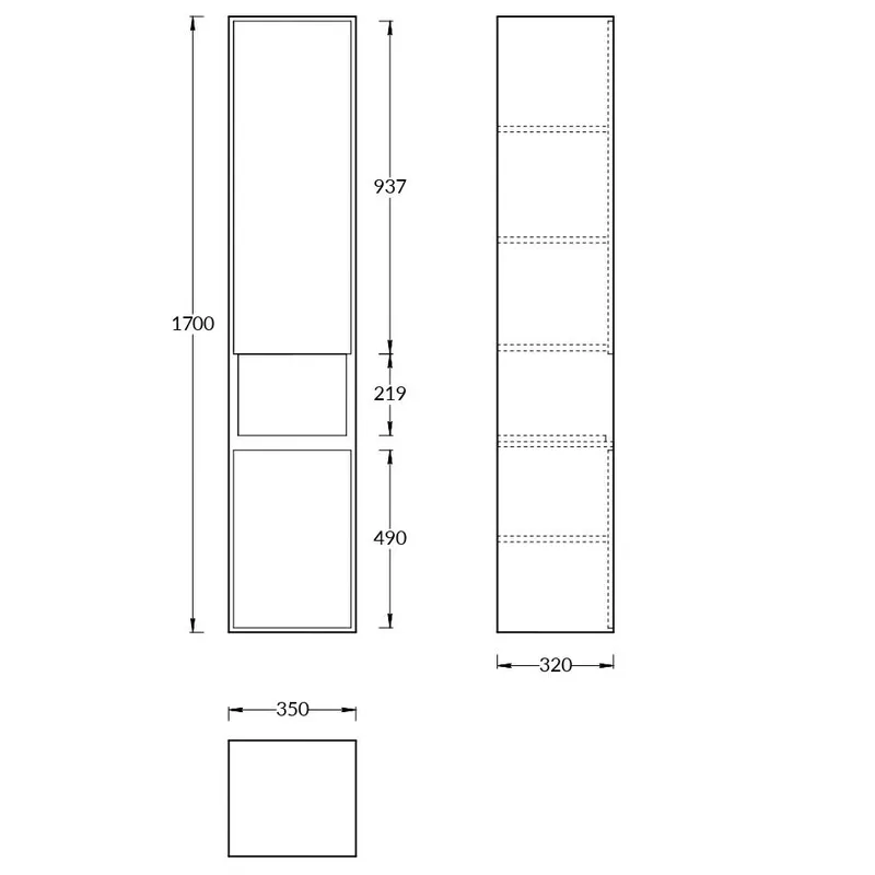 Шкаф-пенал PLAZA Modern подвесной 170 белый 2 дверцы push