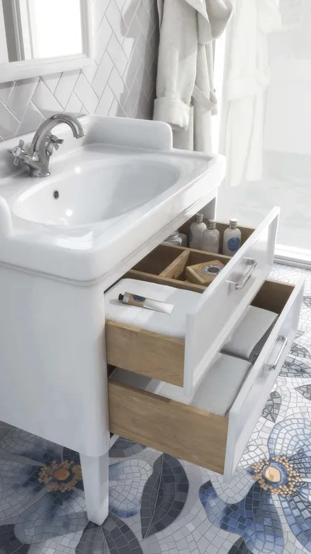 Тумба KERAMA MARAZZI Pompei напольная с ящиками 80, белая глянцевая