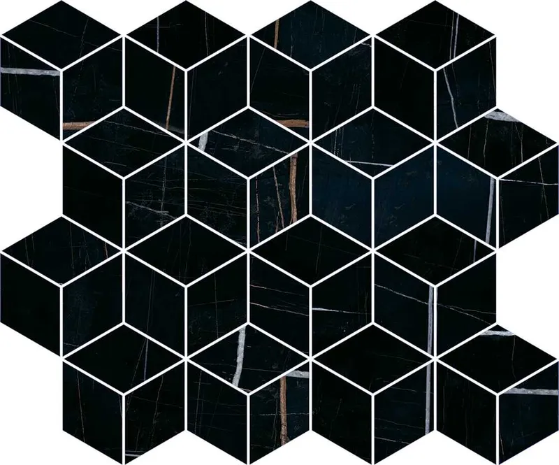 Декор Греппи черный мозаичный глянцевый 45x37,5