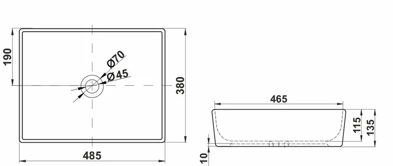 Раковина накладная Melana MLN-320324MDG — вид под углом
