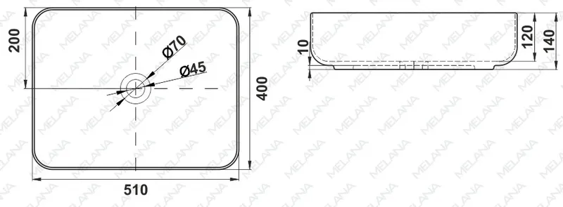 Раковина накладная Melana MLN-320353MB — вид под углом